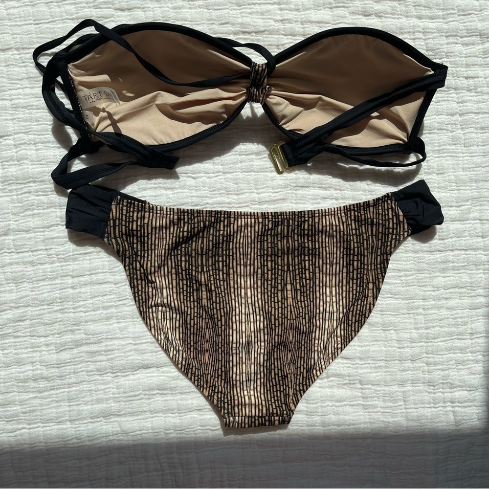 NWOT TART SWIM in size M, strapless/ neck tie top, unique pattern, black brown - Picture 4 of 7